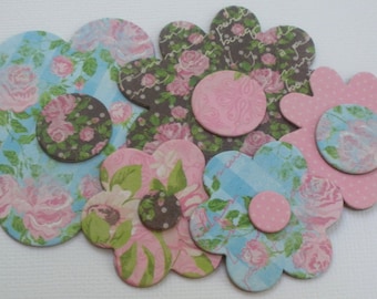 Cottage Rose Florals - Flower Chipboard Die Cuts - Soft & Delicate Embellishments - 12 Different Flowers