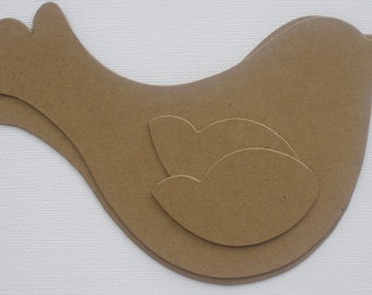 LARGE CHUBBY BiRD with WiNG - Bare Birds Chipboard Die Cuts -  6  5/8"
