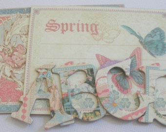 SPRING SENTIMENTS - Designer Chipboard Letters &  Floral  Alphabets  Die cuts ... 1.5" Tall