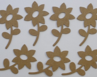 TiNY FLOWER with STEM - Chipboard Die Cuts - Bare Floral Diecut Flowers: 1 - 1/4" x  2 - 1/4"