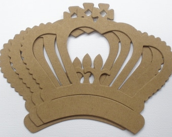 MAJESTIC CROWN Die Cuts | Bare Chipboard Diecuts | Royal Regal Alterable Crowns - 4 7/8" x 4" inches