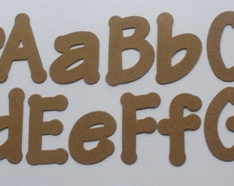CHUNKY FONT COMBO -  56 Piece Set - Letters - Raw CHiPBOARD Die Cuts -  Uppercase & Lowercase Size  2"
