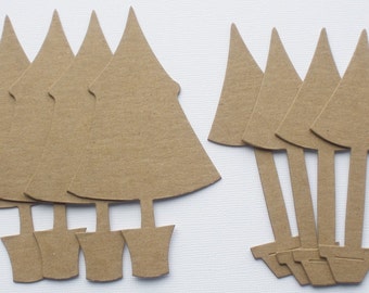 PRIMITIVE NOEL TREES - Bare Unfinished Christmas Tree Chipboard Die Cuts