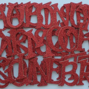 Red Glitter Chipboard Letters,  Alphabet Die Cuts, Customize Diecuts -  1.5 inches Tall