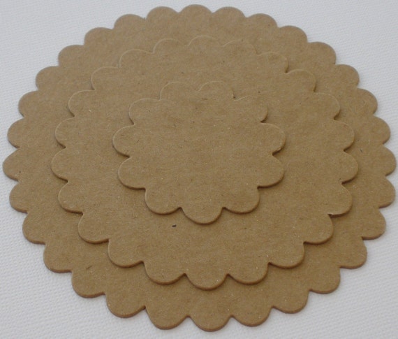 Bare Raw Chipboard Die Cuts {3} NESTiNG SCALLOP CiRCLES 1 of each Size