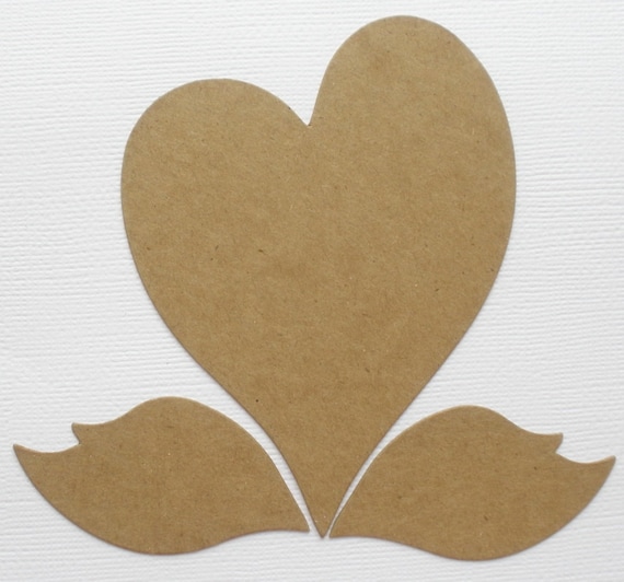 {4} LARGE HEARTS Raw Bare Unfinished Chipboard Die cuts