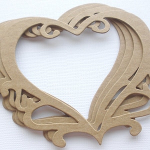 ORNATE HEART Picture Frames Chipboard Die Cuts / Bare Alterable Shapes image 1