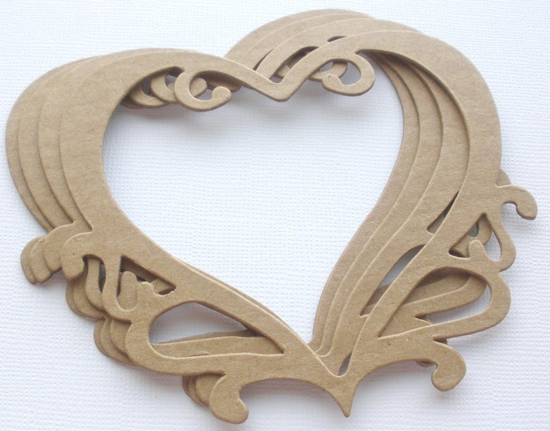 ORNATE HEART Picture Frames Chipboard Die Cuts / Bare Alterable Shapes image 1