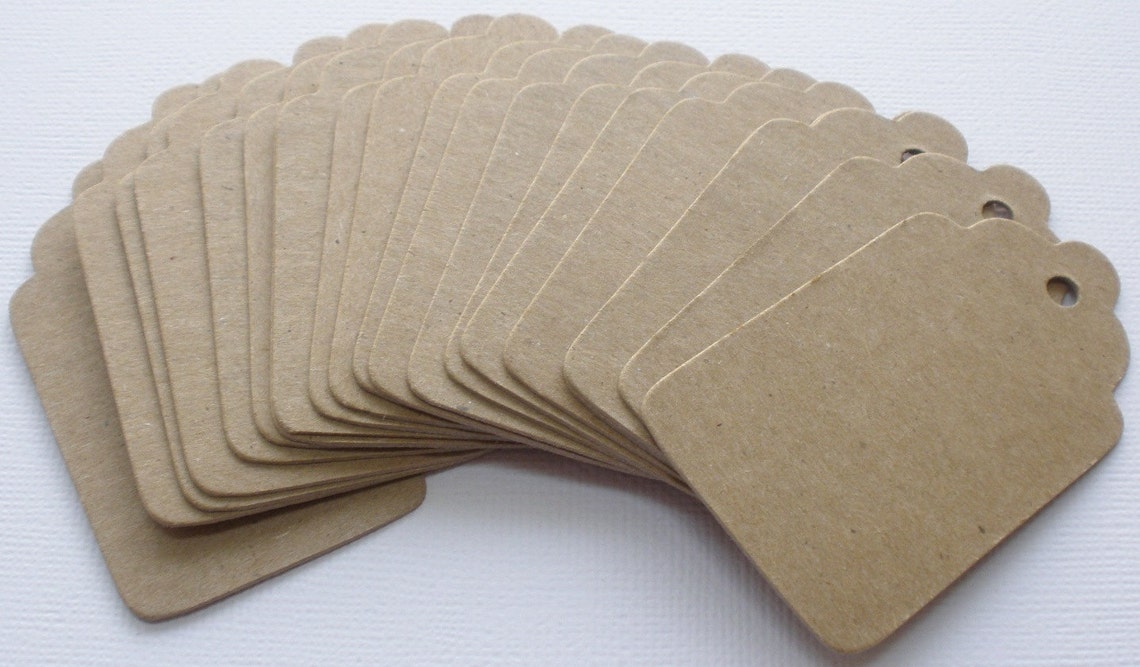 100 Scallop Tags Chipboard Die Cuts Scalloped Hang Tag / Etsy