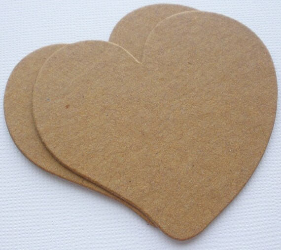 {4} LARGE HEARTS Raw Bare Unfinished Chipboard Die cuts