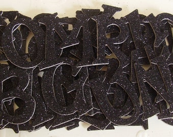 BLACK -  GLiTTER Chipboard Letters 1.5 inch