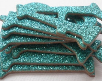 TEAL Glitter Chipboard Letter Die Cuts - Alphabets -  1.5 inch - 50 Pieces