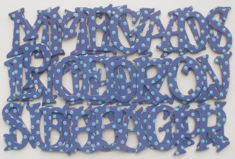 DARK BLUE Glitter Polka Dot Chipboard Alphabet Letters 1.5 inch 50 Pc Set image 3