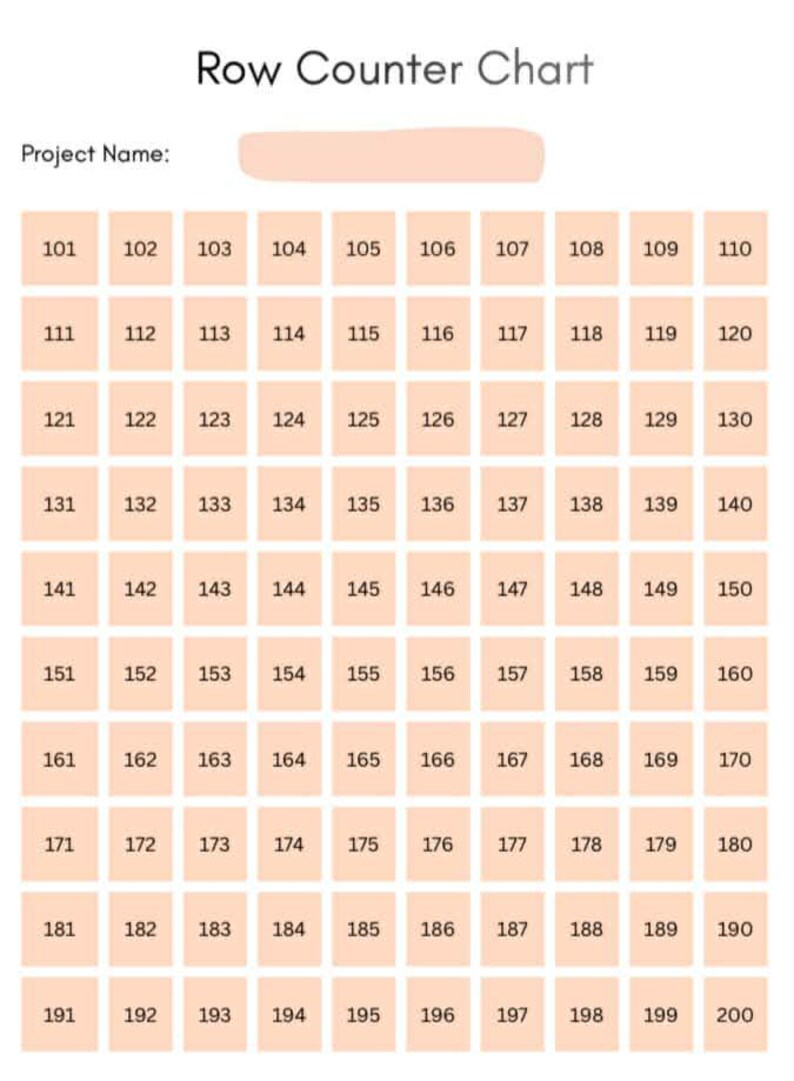 Crochet/knitting Row Counter Worksheet - Etsy