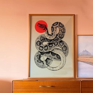 Vintage Snake Print, Japanese Wall Art, Reptile Lover Gift (Digital Download)