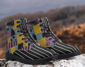 Nightmare Before Christmas Leather Boots, Halloween Boots, Sally and Jack  Skellington, Nightmare Before Christmas Gift