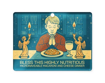 Bless This Highly Nutritious Macaroni & Cheese Ornament – Home Alone Inspired Gift, 3x4 Rectangle Acrylic Ornament