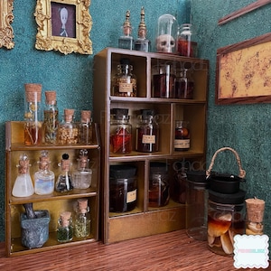 Dollhouse Medieval Apothecary Cabinet – Wizard’s Storage for Potions & Oddities, 1:12 Scale, Self Assembly or Ready Made