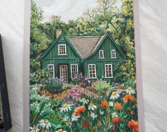 Green house - Original Pastel Landscape – Soft Pastel Art – Wall Decor
