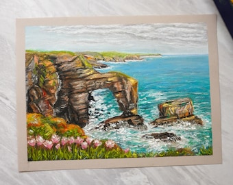 Green Bridge of Wales – Original A4 Soft Pastel Landscape in Frame