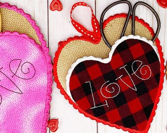 Heart Pot Holders Valentines Day Hot Pads Patchwork Quilted Set of Two \u2013 11.5 x 9 Inches
