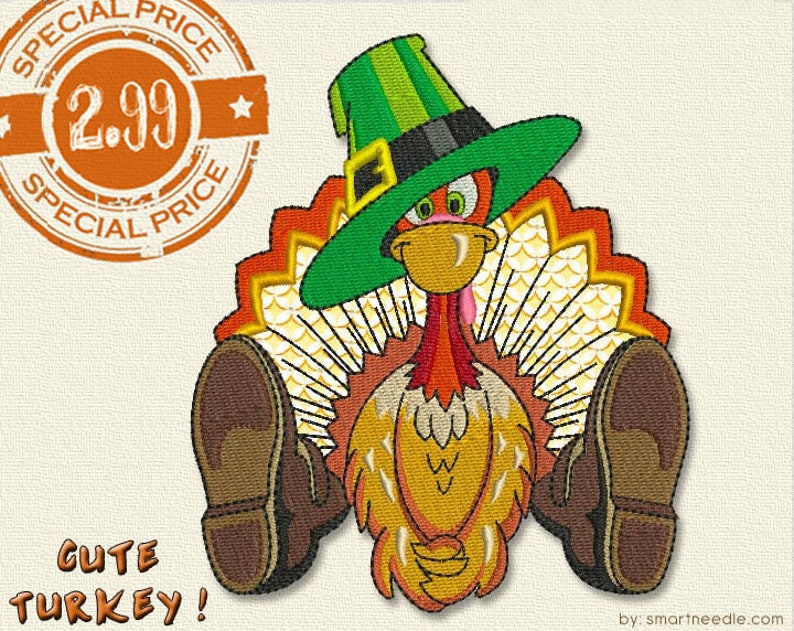 Turkey Machine Embroidery Thanksgiving Design Applique 5x7 Etsy