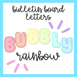 Letras burbujeantes del tablón de anuncios del arco iris