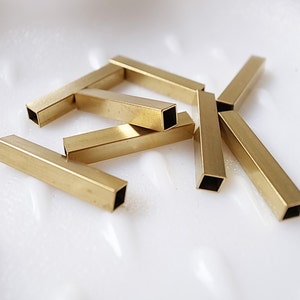 20 pieces of newly made raw brass tube square shape bead cap 5x5x30 mm long cube image 1