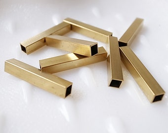 20 pieces of newly made raw brass tube square shape bead cap 5x5x30 mm long cube