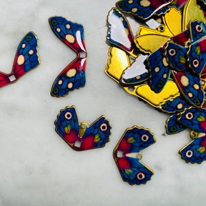 10 sets vintage butterfly wings parts brass base with resin