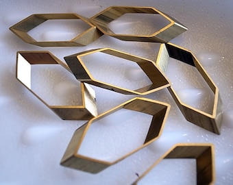 8 pieces of newly made raw brass tube outline charm in long hexagon shape-large 15x3x40mm