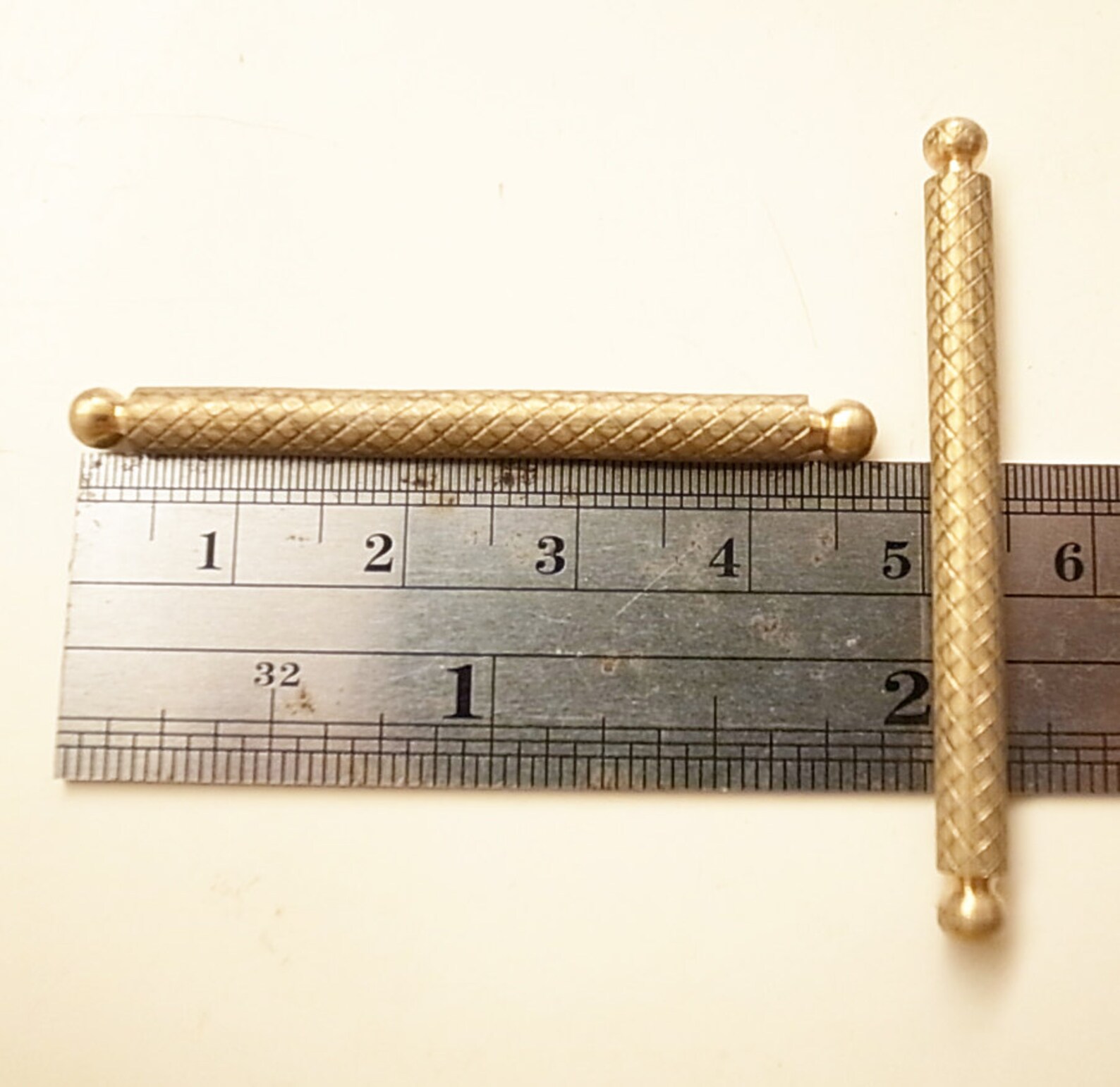 3 Pcs Vintage Solid Brass Bar With Checker Pattern With Ball - Etsy