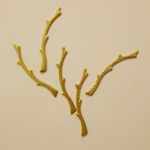 3 pcs of Vintage raw brass branches stem delicate flat back 51mm long organic charm