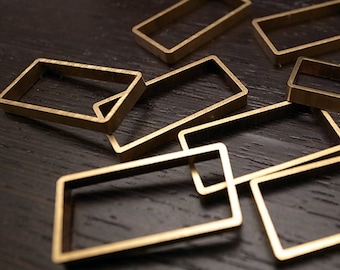 10 pieces of raw brass tube outline charm in rectangular shape 30x15x3.5mm