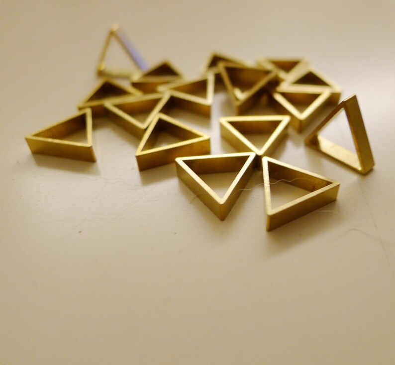 24 pieces of newly cut raw brass thick tube outline charm in tiny triangle 10x2.5mm thick image 1