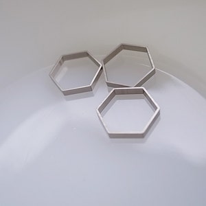 12 cut raw brass tube outline charm in hexagon shape geometric art deco 17.5x2.5mm new plating in steel color image 1