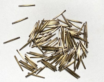 8g about 100 pieces of  thin vintage raw brass connector box bar link with facet cut make your own chain 12mm in bronze color