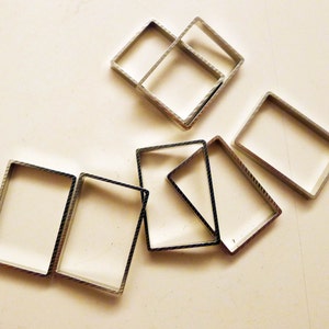 10 pieces of new cut  thick slice raw brass tube outline charm in rectangular  13x19x2 mm plated in silver tone