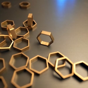 15 pieces of newly made cut raw brass tube outline charm in hexagon shape geometric 9x10x2.5mm wide larger size image 5