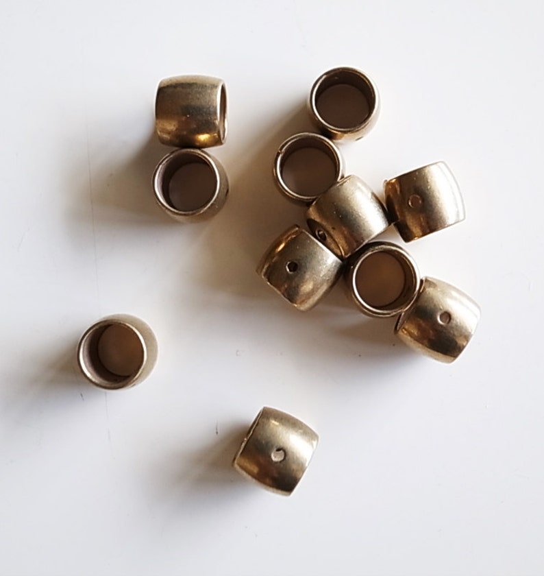 15 pieces of  vintage raw brass tube bead in hollow cylinder  barrel shape 6x7mm with holes through