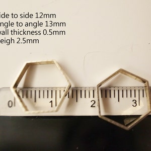 12 pieces of new raw brass tube outline charm in hexagon shape geometric art deco 12 x 13 x 2.5 mm image 2