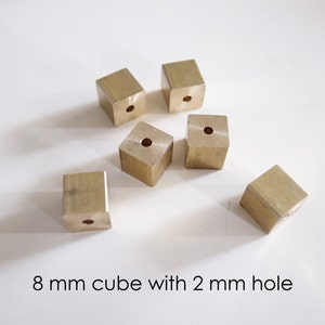 20 pcs of Raw Brass 8 x 8 mm Square solid Cube Beads with 2 mm hole image 1