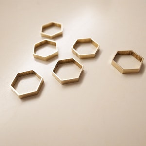 12 pieces of new raw brass tube outline charm in hexagon shape geometric art deco 12 x 13 x 2.5 mm image 1