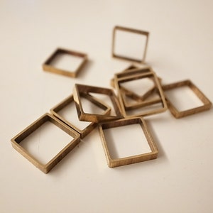 12 pieces of vintage cut raw brass tube outline charm in square box geometric shape 3d cube 12.5 x 12.5 x 2.5 mm 画像 2