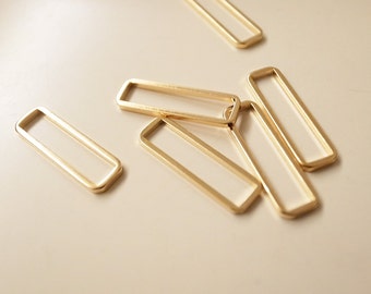 15 pieces of outline charm rectangular shape 20 x 6 mm brass with 24 gold plating