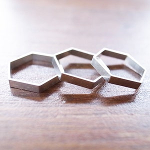 12 cut raw brass tube outline charm in hexagon shape geometric art deco 17.5x2.5mm new plating in steel color image 4