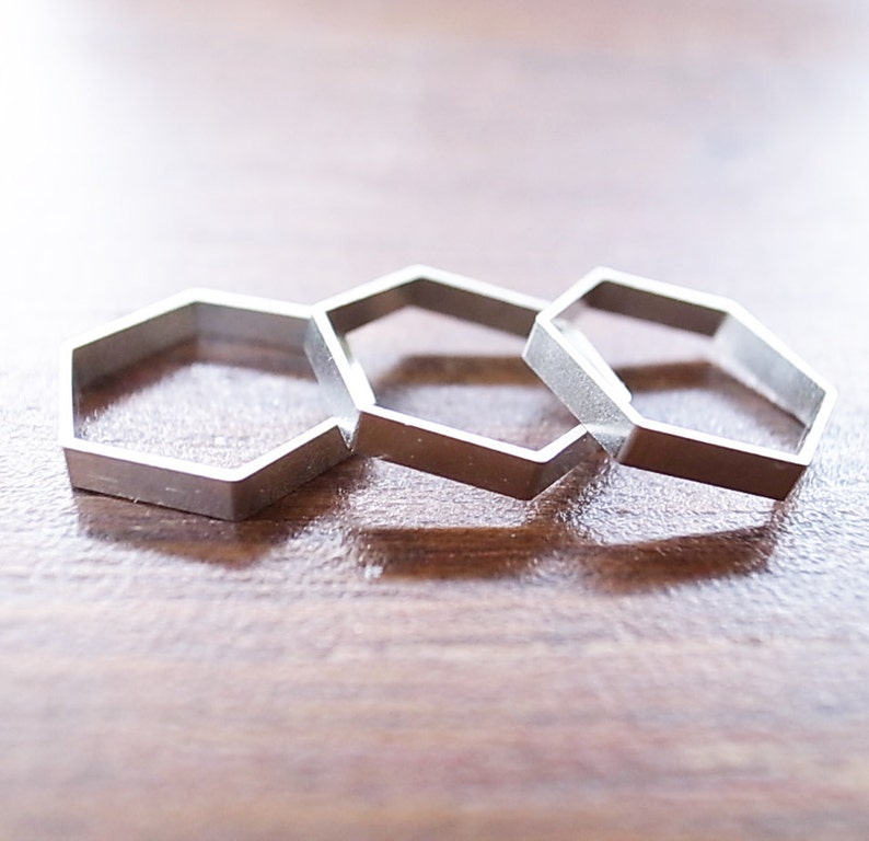 12 cut raw brass tube outline charm in hexagon shape geometric art deco 17.5x2.5mm new plating in steel color image 4