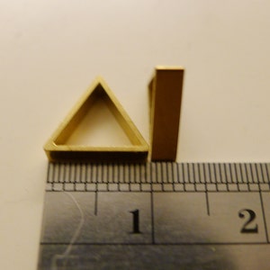 24 pieces of newly cut raw brass thick tube outline charm in tiny triangle 10x2.5mm thick image 2