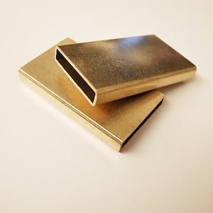 2 pieces of new cut  thick raw brass tube charm in rectangular shape 26X4X45 mm
