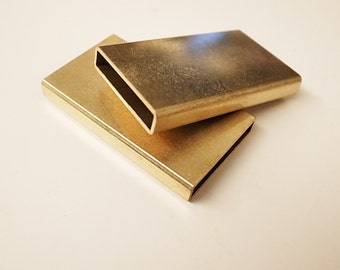 2 pieces of new cut  thick raw brass tube charm in rectangular shape 26X4X45 mm